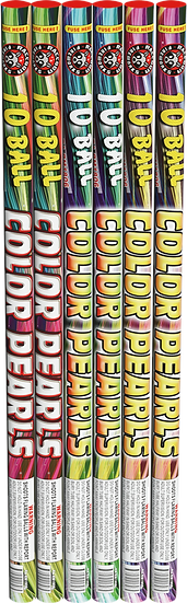 10 Ball Color Pearl Roman Candle, 6 Pack